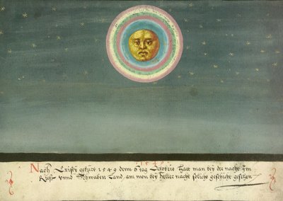 Augsburger Wunderzeichenbuch — Folio 163- Mondhalo über Schwaben von Unbekannt Unbekannt